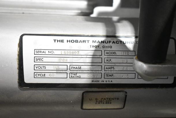 Hobart 1712 Stainless Steel Commercial Countertop Meat Slicer. 115 Volts, 1 Phase. Tested and Working! - Image 7 of 8