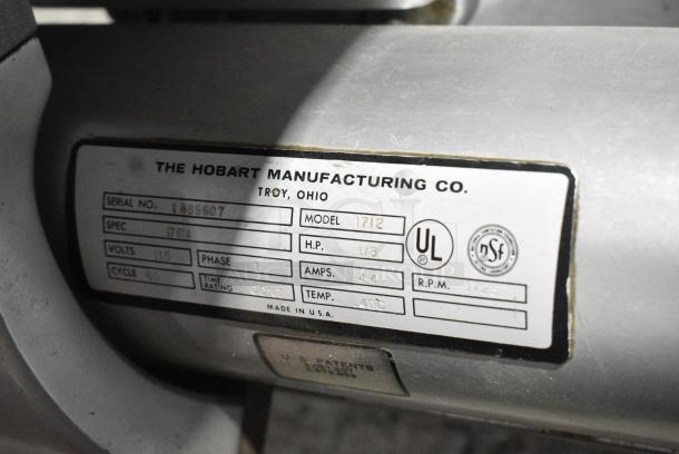 Hobart 1712 Stainless Steel Commercial Countertop Meat Slicer. 115 Volts, 1 Phase. Tested and Working! - Image 8 of 8