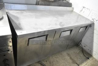 True TWT-72 Stainless Steel Commercial 3 Door Work Top Cooler. 115 Volts, 1 Phase. Tested and Working!