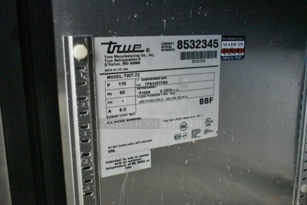 True TWT-72 Stainless Steel Commercial 3 Door Work Top Cooler. 115 Volts, 1 Phase. Tested and Working! - Image 6 of 6