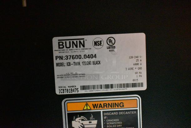 Bunn ICB-TWIN Metal Commercial Countertop Double Coffee Machine. 120/240 Volts, 1 Phase. - Image 6 of 6
