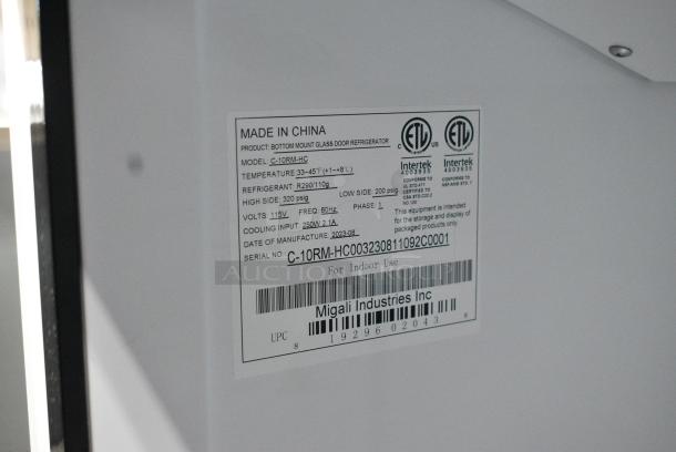 2023 Migali C-10RM-HC Metal Commercial Single Door Reach In Cooler Merchandiser w/ Poly Coated Racks. 115 Volts, 1 Phase. Tested and Working! - Image 4 of 4