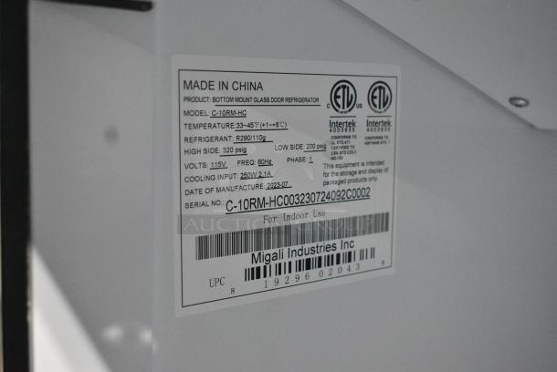 2023 Migali C-10RM-HC Metal Commercial Single Door Reach In Cooler Merchandiser w/ Poly Coated Racks. 115 Volts, 1 Phase. Tested and Working! - Image 4 of 4