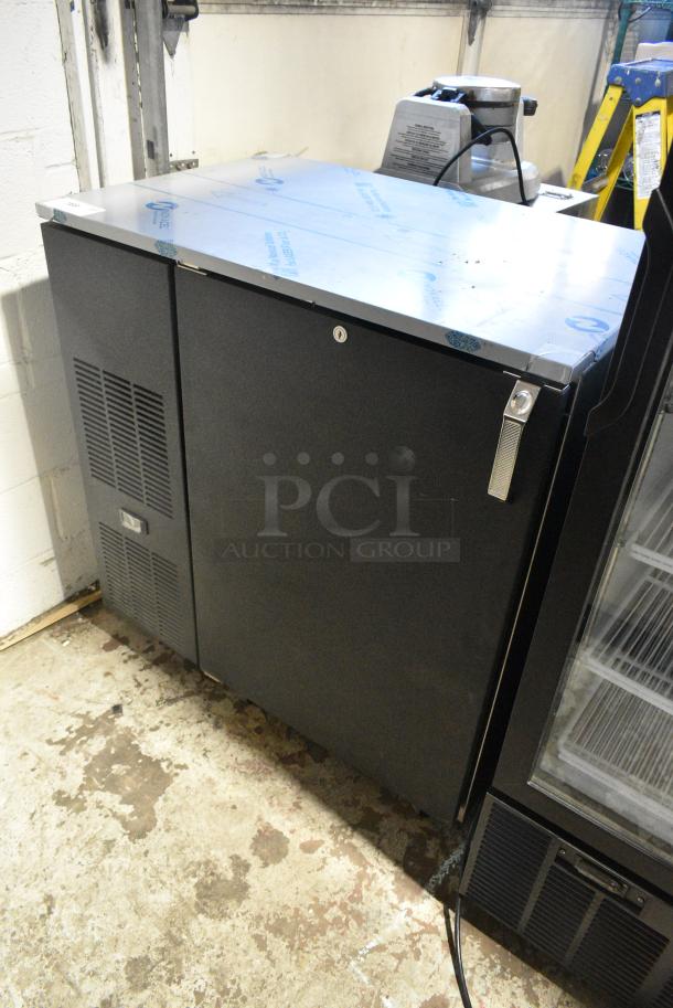 BRAND NEW SCRATCH AND DENT! Glastender C1FB36 Metal Commercial Single Door Undercounter Cooler on Commercial Casters. 115 Volts, 1 Phase. Tested and Working! - Image 1 of 4