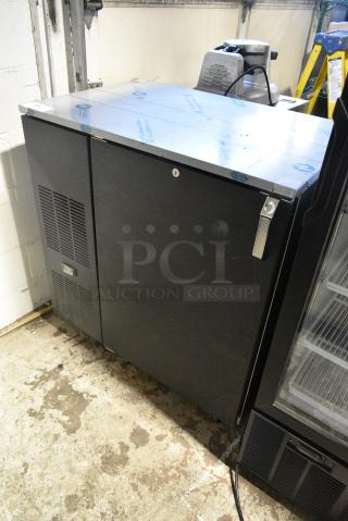 BRAND NEW SCRATCH AND DENT! Glastender C1FB36 Metal Commercial Single Door Undercounter Cooler on Commercial Casters. 115 Volts, 1 Phase. Tested and Working!