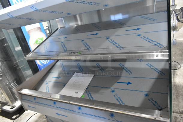 BRAND NEW SCRATCH AND DENT! 2016 BKI HSS4-2TSQ Stainless Steel Commercial Floor Style 2 Tier Warming Display Case Merchandiser. 230 Volts, 1 Phase. - Image 3 of 5