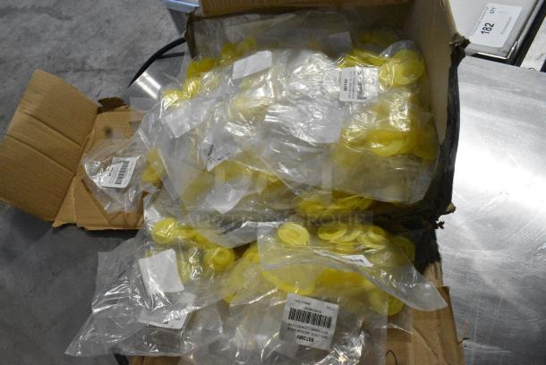 BRAND NEW! Box of San Jamar 8573MV Yellow Medium Viscosity Valve for EZ-KLEEN® Sauce Bottles - Image 1 of 5