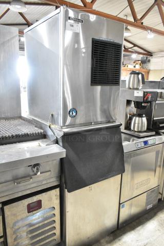 Hoshizaki KM-320MAH Stainless Steel Commercial Ice Head on Commercial Ice Bin. 115-120 Volts, 1 Phase.