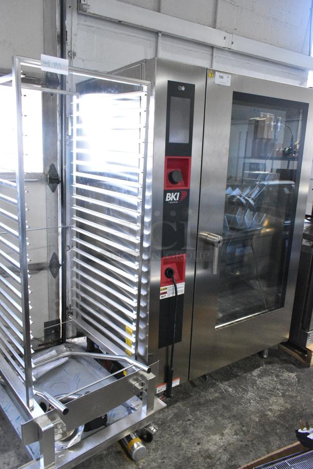 BRAND NEW SCRATCH AND DENT! BKI AETG202R Stainless Steel Commercial Gas Powered Roll In Rack Combi Convection Oven w/ Metal Pan Rack. - Image 1 of 8