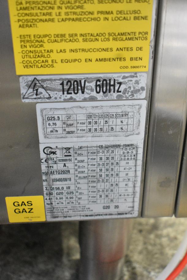 BRAND NEW SCRATCH AND DENT! BKI AETG202R Stainless Steel Commercial Gas Powered Roll In Rack Combi Convection Oven w/ Metal Pan Rack. - Image 7 of 8