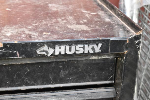 Husky Black Metal 3 Drawer Tool Box on Commercial Casters. - Image 2 of 6