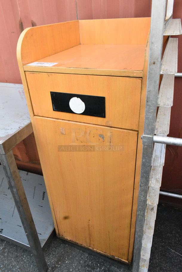 Wood Pattern Trash Can Shell w/ Trash Deposit Flap and Door. - Image 3 of 4