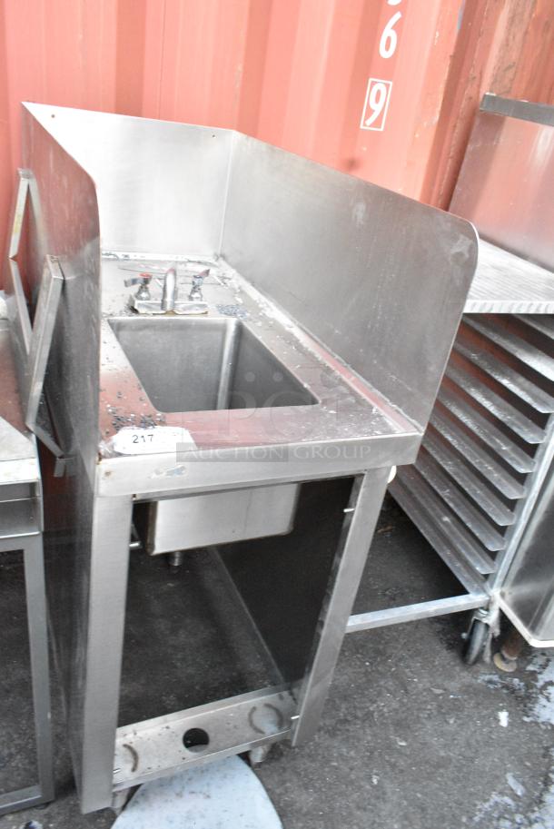 Stainless Steel Single Bay Sink w/ Faucet, Handles and Side Splash Guards. - Image 1 of 4