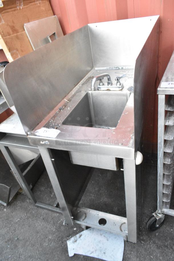 Stainless Steel Single Bay Sink w/ Faucet, Handles and Side Splash Guards. - Image 2 of 4