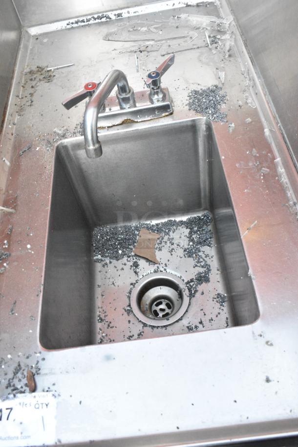 Stainless Steel Single Bay Sink w/ Faucet, Handles and Side Splash Guards. - Image 3 of 4