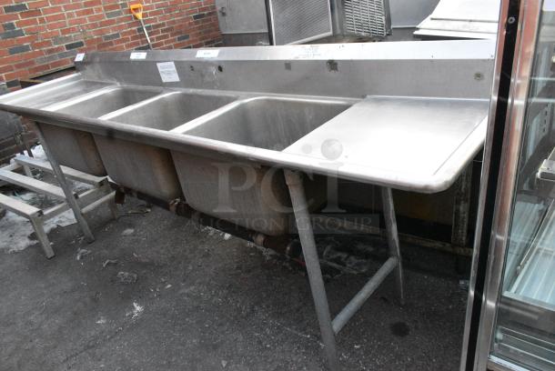 Stainless Steel 3 Bay Sink w/ Dual Drain Boards. - Image 2 of 7