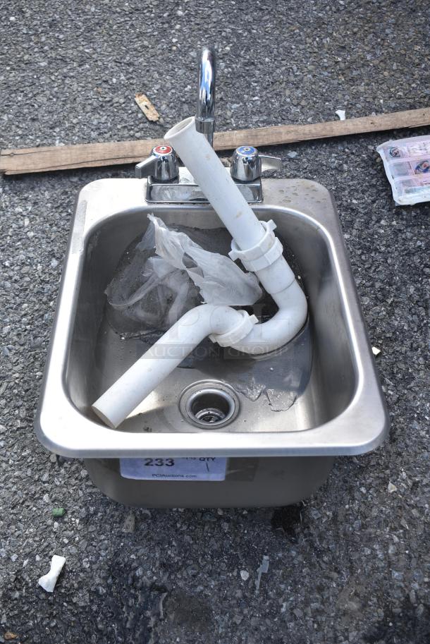 Stainless Steel Single Bay Drop In Sink w/ Faucet and Handles. - Image 1 of 4