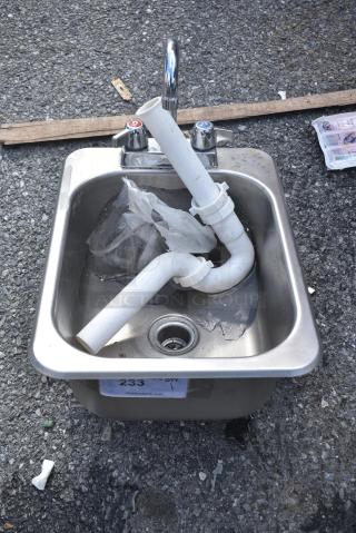 Stainless Steel Single Bay Drop In Sink w/ Faucet and Handles.