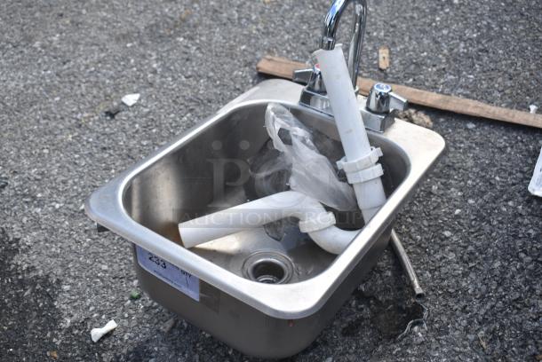 Stainless Steel Single Bay Drop In Sink w/ Faucet and Handles. - Image 3 of 4