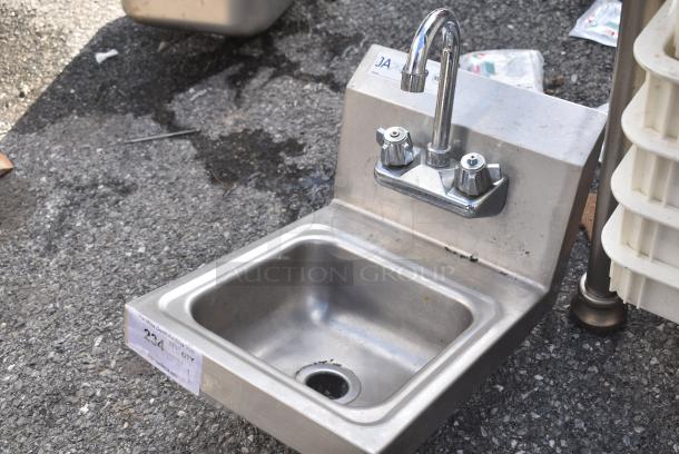 Stainless Steel Single Bay Wall Mount Sink w/ Faucet and Handles. - Image 3 of 4