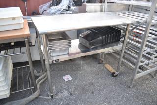 Stainless Steel Table w/ Under Shelf and Contents Including Drop In Bins.