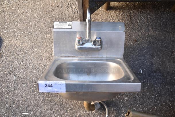 Stainless Steel Single Bay Wall Mount Sink w/ Faucet and Handles. - Image 1 of 4