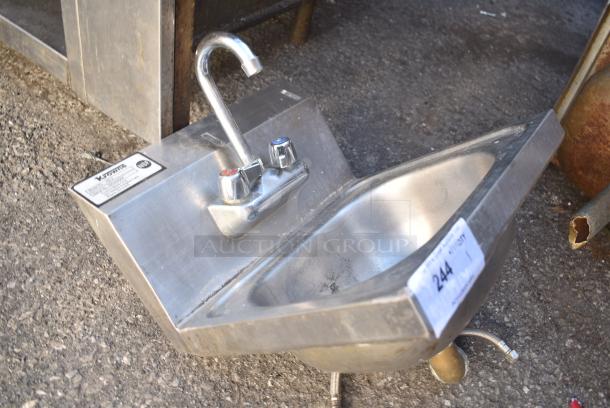 Stainless Steel Single Bay Wall Mount Sink w/ Faucet and Handles. - Image 2 of 4