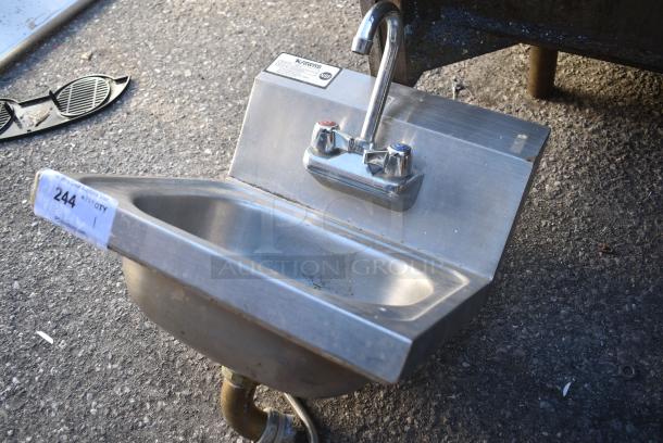 Stainless Steel Single Bay Wall Mount Sink w/ Faucet and Handles. - Image 3 of 4