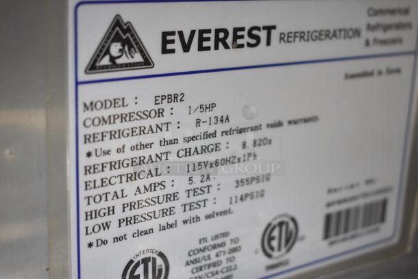 Everest EPBR2 Stainless Steel Commercial Sandwich Salad Prep Table Bain Marie Mega Top. 115 Volts, 1 Phase. - Image 7 of 8