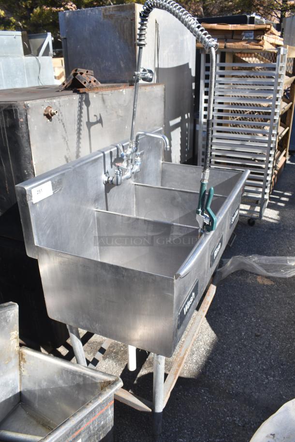 Stainless Steel 3 Bay Sink w/ Spray Nozzle Attachment, Faucet and Handles. - Image 2 of 7