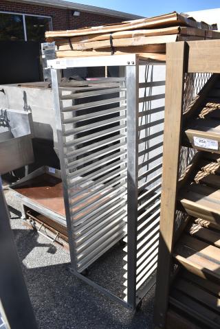 Metal Pan Transport Rack on Commercial Casters. Comes w/ Boxes of Maple Espresso Panels