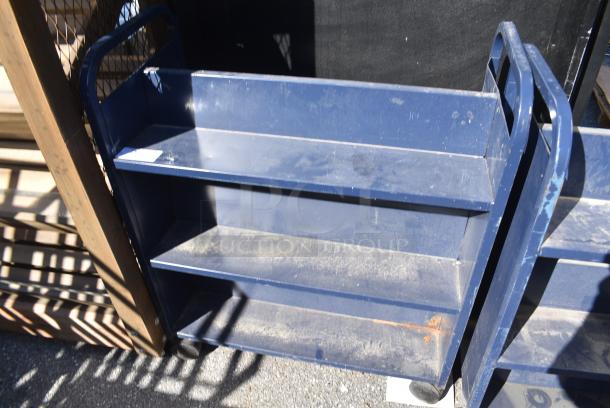 2 Metal Blue Double Sided Book Carts on Commercial Casters. 2 Times Your Bid! - Image 4 of 6