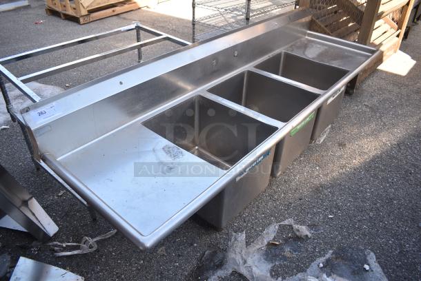 Stainless Steel 3 Bay Sink w/ Dual Drain Boards. No Legs. - Image 2 of 4