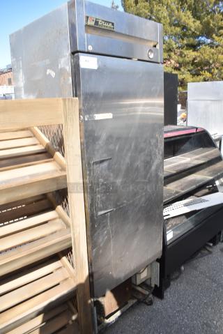 True T-23F Stainless Steel Commercial Single Door Reach In Freezer on Commercial Casters. 115 Volts, 1 Phase.