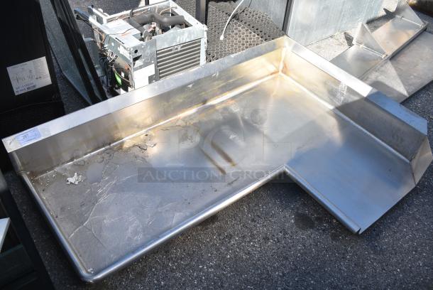Stainless Steel L Shaped Left Side Clean Side Dishwasher Table. No Legs. - Image 1 of 4