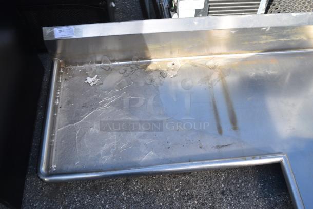 Stainless Steel L Shaped Left Side Clean Side Dishwasher Table. No Legs. - Image 2 of 4