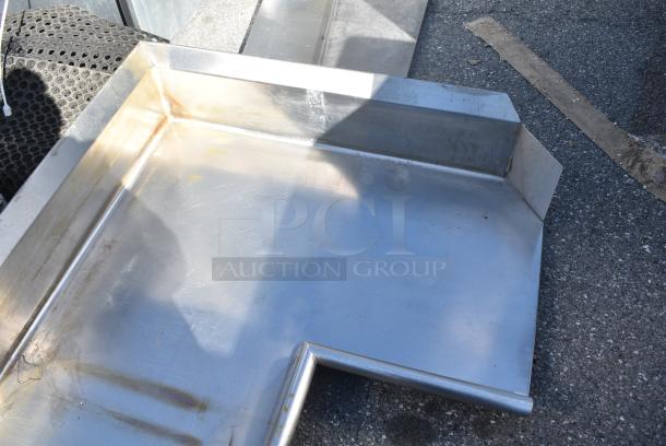Stainless Steel L Shaped Left Side Clean Side Dishwasher Table. No Legs. - Image 3 of 4