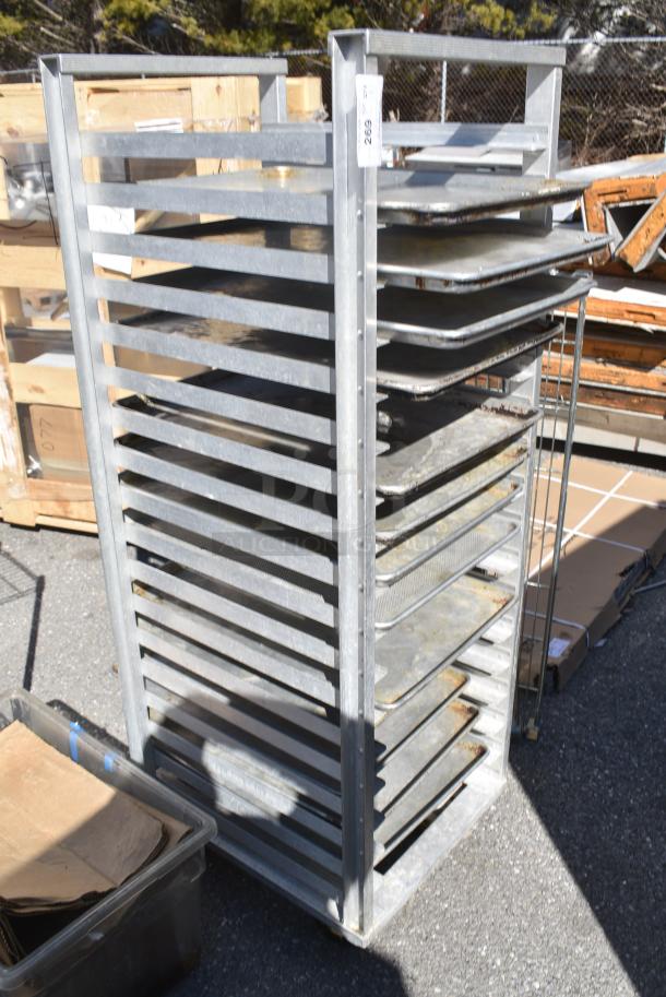 Metal Pan Transport Rack w/ 12 Baking Pans on Commercial Casters. - Image 2 of 5