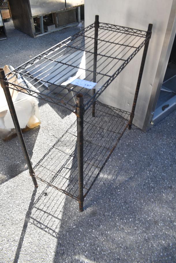 Black Finish 2 Tier Wire Shelving Unit. BUYER MUST DISMANTLE. PCI CANNOT DISMANTLE FOR SHIPPING. PLEASE CONSIDER FREIGHT CHARGES. - Image 2 of 3
