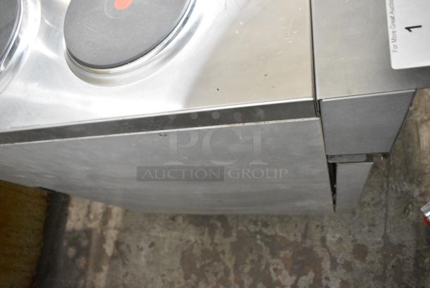 BRAND NEW SCRATCH AND DENT! Stainless Steel Commercial Electric Powered 10 Burner French Top Range w/ 2 Convection Ovens, Over Shelf and Back Splash. 3 Phase. - Image 10 of 17