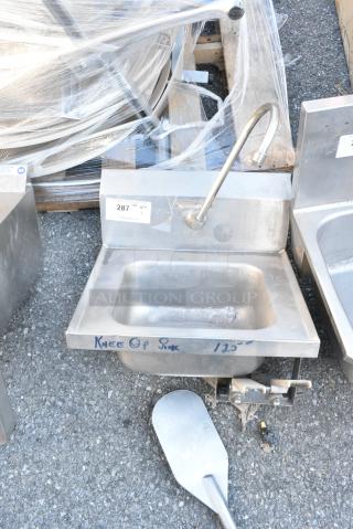 Stainless Steel Single Bay Wall Mount Sink w/ Faucet.
