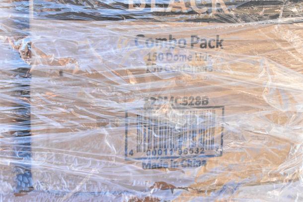 40 BRAND NEW! Boxes Including 129MCR16B Choice 16 oz. Black 6 1/4" Round Microwavable Heavy Weight Container with Lid - 150/Case, 500LFLAT42 Choice Clear Plastic Flat Lid with Straw Slot 42 oz. - 500/Case, 129MCS28B Choice 28 oz. Black Rectangular Microwavable Heavy Weight Container with Lid 8 3/4" x 6 1/4" x 1 3/4" - 150/Case, 347SPBD8WHSV Visions 8" Square White Plastic Plate with Silver Bands - 120/Case, 395TO991 EcoChoice 9" x 9" x 3" Compostable No PFAS Added Bamboo / Bagasse 1 Compartment Take-Out Box - 200/Case, 2 Box 129MCR16B Choice 16 oz. Black 6 1/4" Round Microwavable Heavy Weight Container with Lid - 150/Case. 40 Times Your Bid! - Image 5 of 13