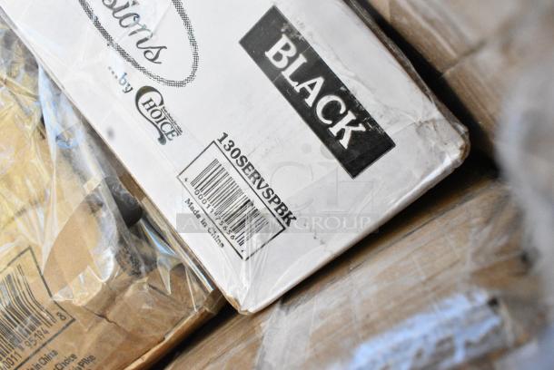 35 BRAND NEW! Boxes Including 500TW7 Choice 7 oz. Translucent Thin Wall Plastic Cold Cup - 2500/Case, 130SERVSPBK Visions 10" Black Disposable Plastic Serving Spoon - 72/Case, 395TO661PF EcoChoice No PFAS Added 6" x 6" x 3" Natural Bagasse Blend Take-Out Container - 500/Case, 127RDTFLBULK Choice Microwavable Translucent Customizable Recessed Fit Deli Lid - 500/Case, 128HD16BULK Choice Heavy Duty 16 oz. Microwavable Translucent Plastic Deli Container - 480/Case, 18218X3 Choice 18" x 3000' Foodservice Film with Serrated Cutter, 394EN304XL Noble Products Nitrile White 3 Mil Thick All Purpose Powder-Free Textured Gloves - Extra Large - 1000/Case, 130WBKFORKH Choice Black Heavy Weight Wrapped Polystyrene Plastic Fork - 1000/Case, 130BKFKNH250 Choice Black Heavy Weight Wrapped Polystyrene Plastic Fork and Knife Cutlery Pack with Napkin - 250/Case. 35 Times Your Bid! - Image 6 of 18