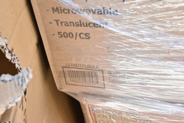 35 BRAND NEW! Boxes Including 500TW7 Choice 7 oz. Translucent Thin Wall Plastic Cold Cup - 2500/Case, 130SERVSPBK Visions 10" Black Disposable Plastic Serving Spoon - 72/Case, 395TO661PF EcoChoice No PFAS Added 6" x 6" x 3" Natural Bagasse Blend Take-Out Container - 500/Case, 127RDTFLBULK Choice Microwavable Translucent Customizable Recessed Fit Deli Lid - 500/Case, 128HD16BULK Choice Heavy Duty 16 oz. Microwavable Translucent Plastic Deli Container - 480/Case, 18218X3 Choice 18" x 3000' Foodservice Film with Serrated Cutter, 394EN304XL Noble Products Nitrile White 3 Mil Thick All Purpose Powder-Free Textured Gloves - Extra Large - 1000/Case, 130WBKFORKH Choice Black Heavy Weight Wrapped Polystyrene Plastic Fork - 1000/Case, 130BKFKNH250 Choice Black Heavy Weight Wrapped Polystyrene Plastic Fork and Knife Cutlery Pack with Napkin - 250/Case. 35 Times Your Bid! - Image 8 of 18