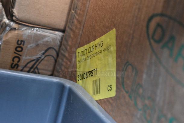 30 BRAND NEW! Boxes Including Dart 16J16 16 oz. White Customizable Foam Cup - 1000/Case, 395RP10C EcoChoice Compostable No PFAS Added Bamboo / Bagasse 10" Plate 3 Compartment - 500/Case, 301C57PST1 Dart C57PST1 ClearSeal Hinged Lid Plastic Container 6" x 5 13/16" x 3" - 500/Case. 30 Times Your Bid! - Image 9 of 9