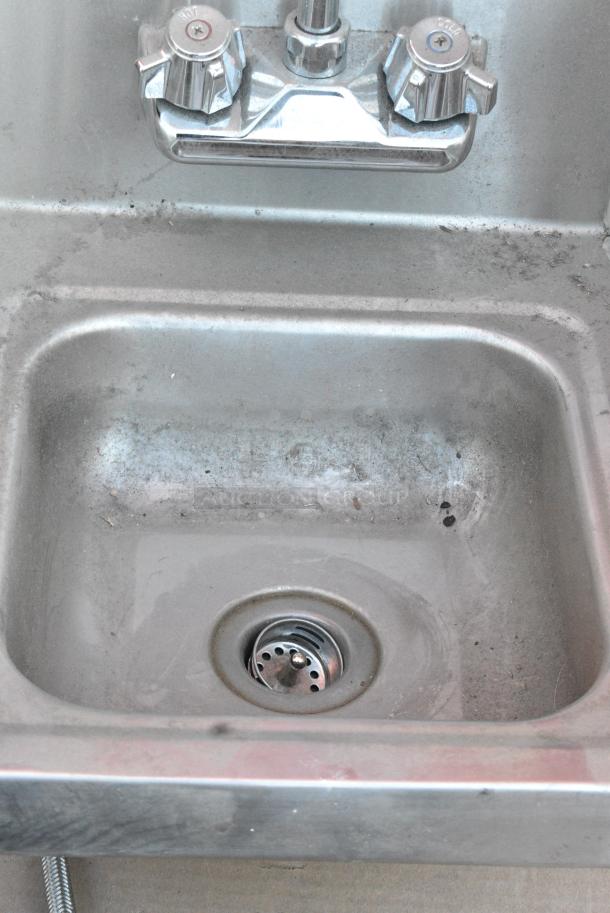 Regency 600HS12SP Stainless Steel Single Bay Wall Mount Sink w/ Faucet, Handles and Side Splash Guards. - Image 2 of 6