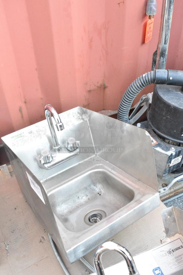 Regency 600HS12SP Stainless Steel Single Bay Wall Mount Sink w/ Faucet, Handles and Side Splash Guards. - Image 5 of 6