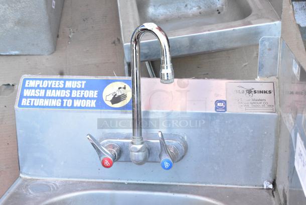 Eagle Stainless Steel Single Bay Wall Mount Sink w/ Faucet, Handles and Right Side Splash Guard. - Image 2 of 6