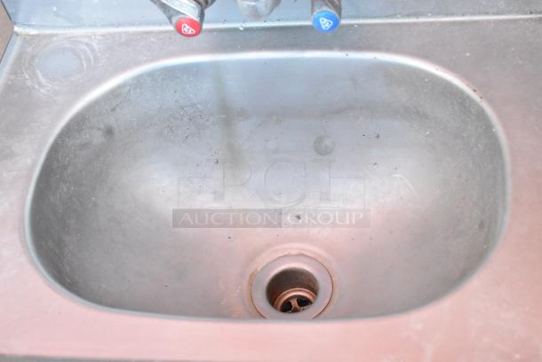 Eagle Stainless Steel Single Bay Wall Mount Sink w/ Faucet, Handles and Right Side Splash Guard. - Image 3 of 6