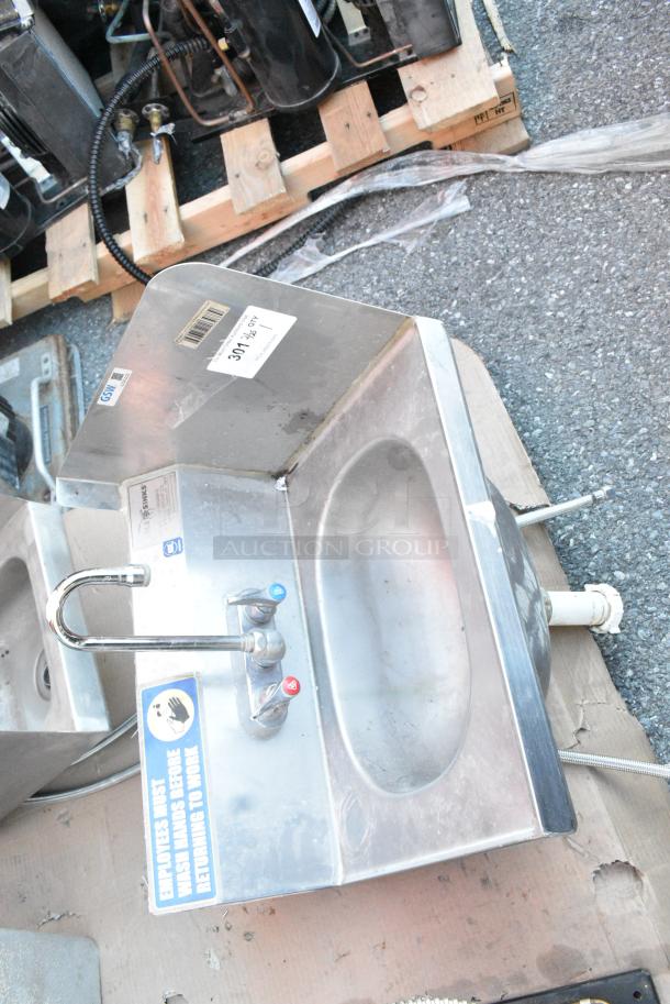 Eagle Stainless Steel Single Bay Wall Mount Sink w/ Faucet, Handles and Right Side Splash Guard. - Image 4 of 6